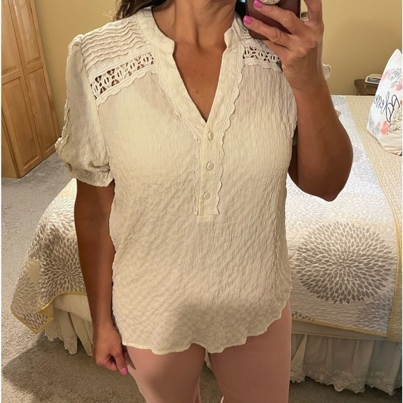 CRINKLE material short sleeve blouse size 1XL - Picture 4 of 9